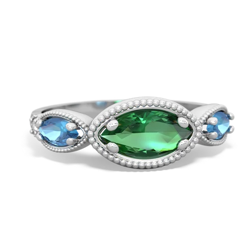 lab emerald-blue topaz milgrain marquise ring