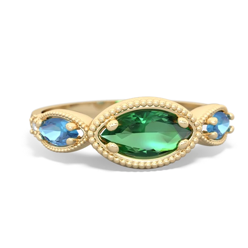 lab emerald-blue topaz milgrain marquise ring