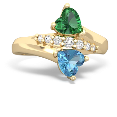 lab emerald-blue topaz modern ring