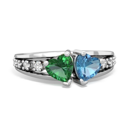 lab emerald-blue topaz modern ring