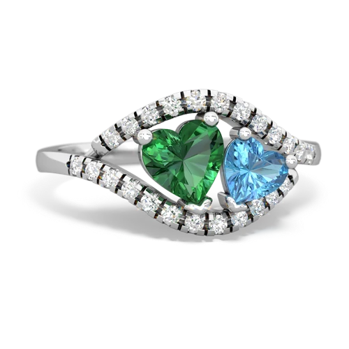 Lab Emerald Lab Created Emerald with Genuine Swiss Blue Topaz Mother and Child ring Ring