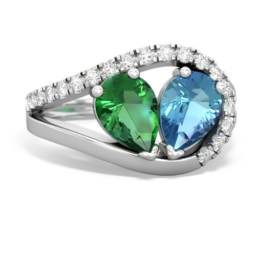 lab emerald-blue topaz pave heart ring