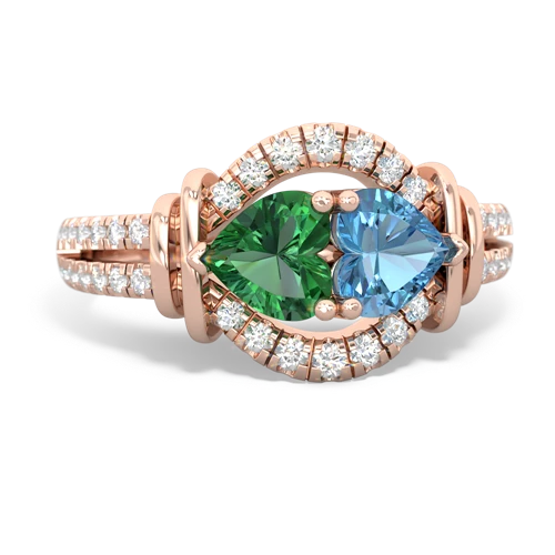 lab emerald-blue topaz pave keepsake ring