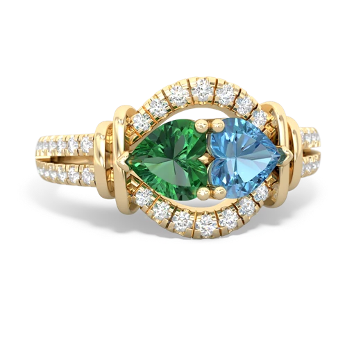 lab emerald-blue topaz pave keepsake ring