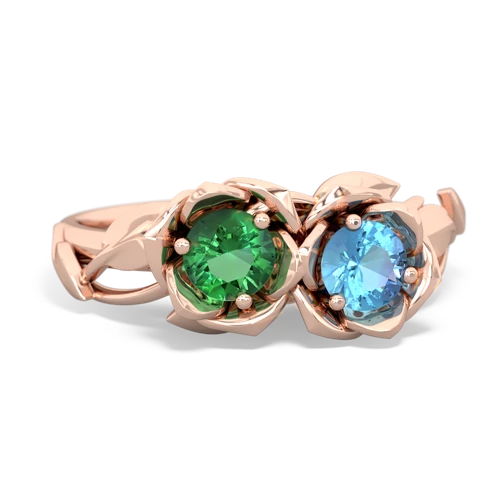 Lab Emerald Lab Created Emerald with Genuine Swiss Blue Topaz Rose Garden ring Ring