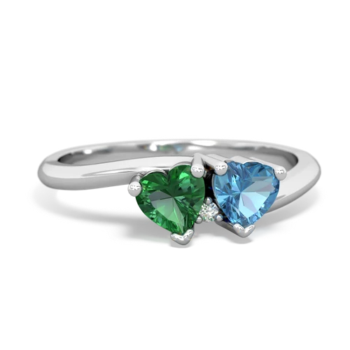 Lab Emerald Lab Created Emerald with Genuine Swiss Blue Topaz Sweetheart's Promise ring Ring