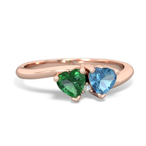 lab emerald-blue topaz sweethearts promise ring