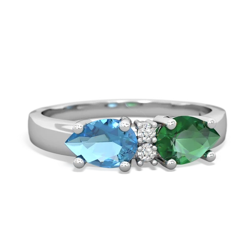 Lab Emerald Lab Created Emerald with Genuine Swiss Blue Topaz Pear Bowtie ring Ring
