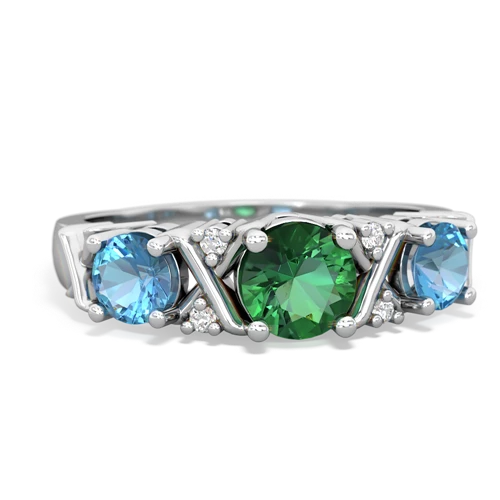 lab emerald-blue topaz timeless ring