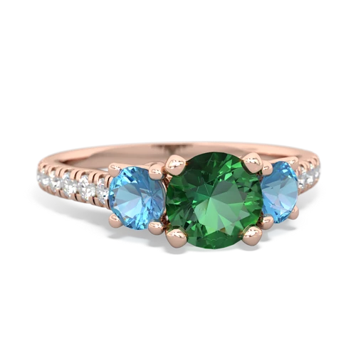 lab emerald-blue topaz trellis pave ring