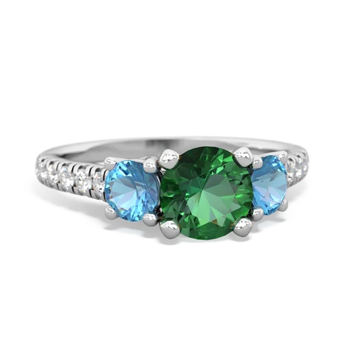 Lab Emerald Lab Created Emerald with Genuine Swiss Blue Topaz and Genuine Ruby Pave Trellis ring Ring