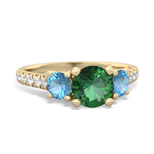 Lab Emerald Lab Created Emerald with Genuine Swiss Blue Topaz and  Pave Trellis ring Ring