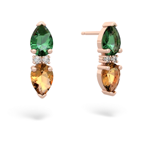 lab emerald-citrine bowtie earrings