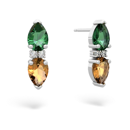 lab emerald-citrine bowtie earrings