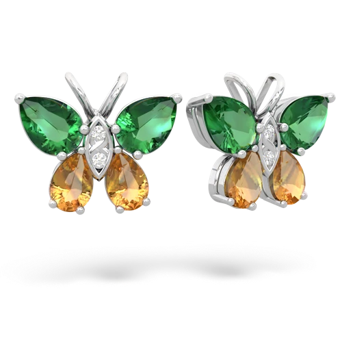lab emerald-citrine butterfly earrings