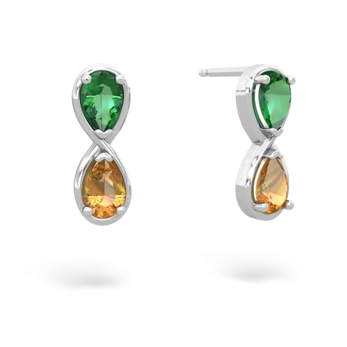 lab emerald-citrine infinity earrings