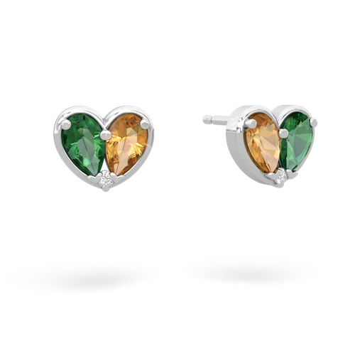 lab emerald-citrine one heart earrings