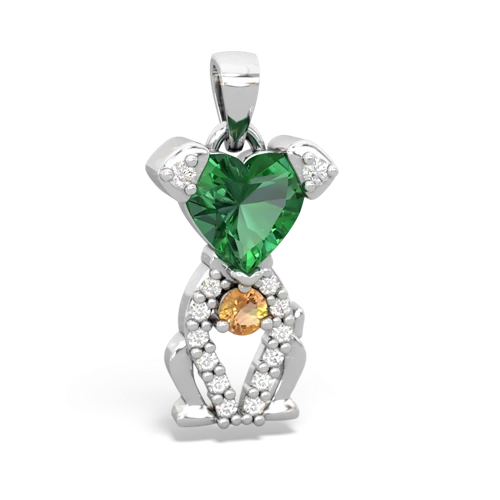 Lab Emerald Lab Created Emerald with Genuine Citrine Puppy Love pendant Pendant