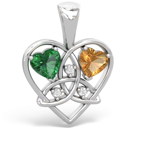 Lab Emerald Lab Created Emerald with Genuine Citrine Celtic Trinity Heart pendant Pendant