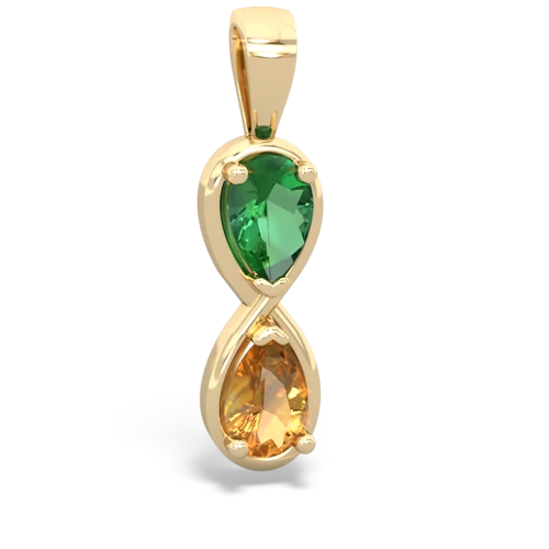 Lab Emerald Lab Created Emerald with Genuine Citrine Infinity pendant Pendant