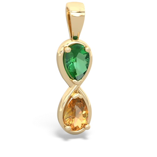 lab emerald-citrine infinity pendant