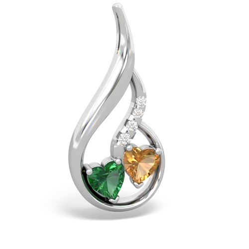 Lab Emerald Lab Created Emerald with Genuine Citrine Keepsake Curves pendant Pendant