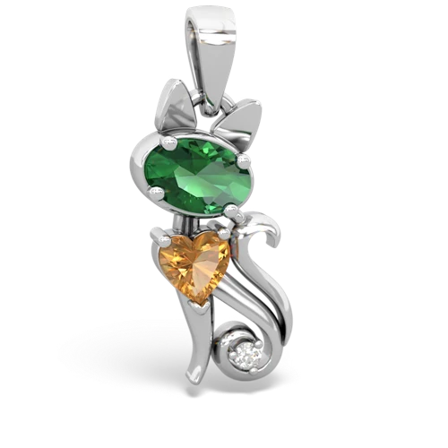 Lab Emerald Lab Created Emerald with Genuine Citrine Kitten pendant Pendant