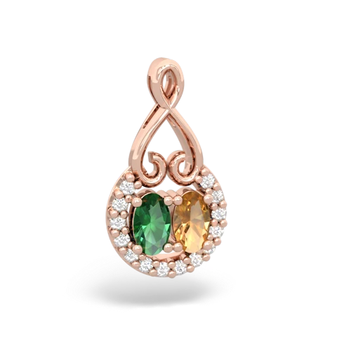 lab emerald-citrine love nest pendant