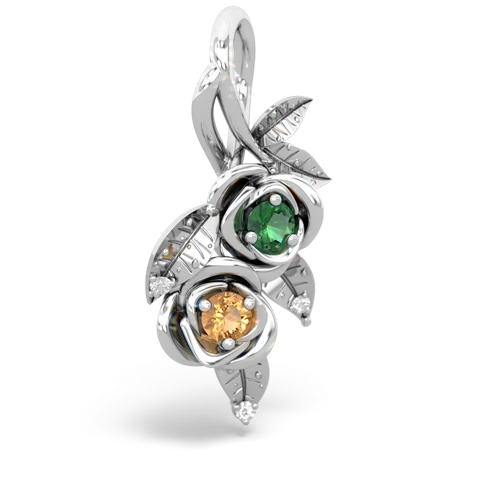 Lab Emerald Lab Created Emerald with Genuine Citrine Rose Vine pendant Pendant