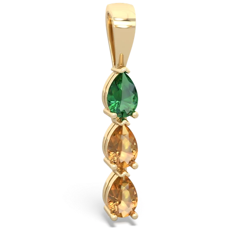 Lab Emerald Lab Created Emerald with Genuine Citrine and  Three Stone pendant Pendant