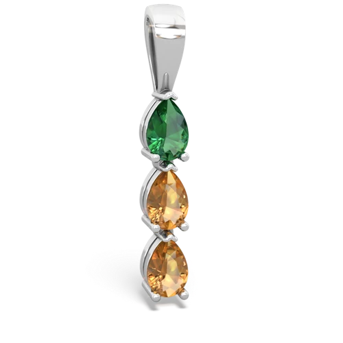 lab emerald-citrine three stone pendant