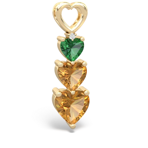 Lab Emerald Lab Created Emerald with Genuine Citrine and  Past Present Future pendant Pendant
