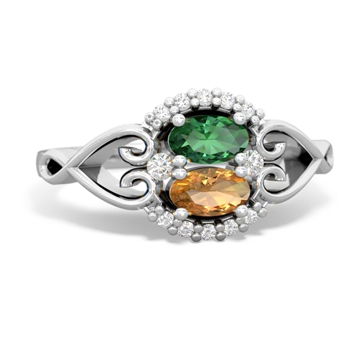 lab emerald-citrine antique keepsake ring