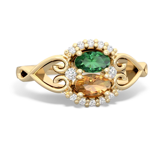 lab emerald-citrine antique keepsake ring