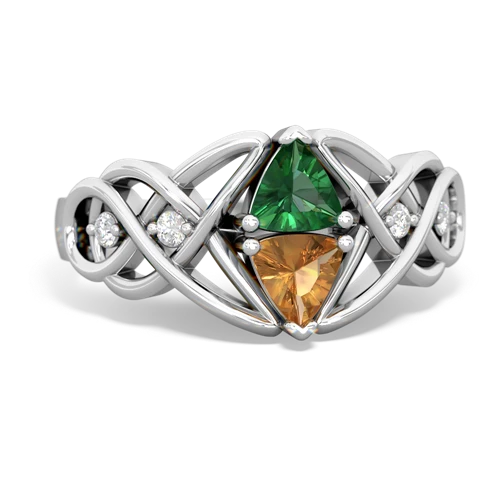 Lab Emerald Lab Created Emerald with Genuine Citrine Keepsake Celtic Knot ring Ring