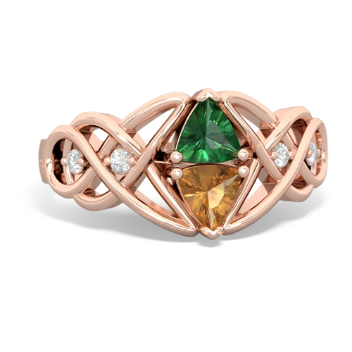 lab emerald-citrine celtic knot ring