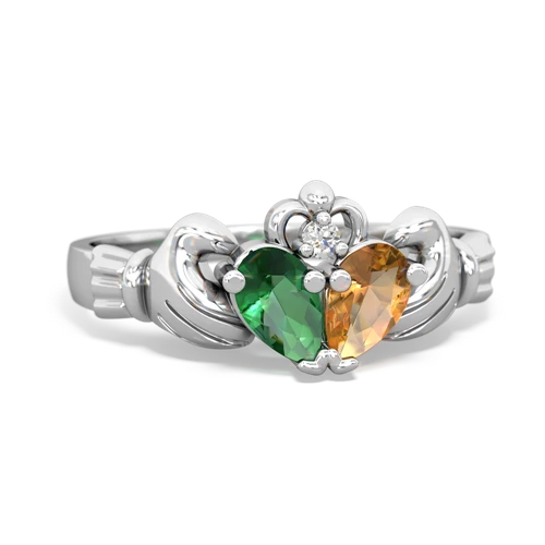 Lab Emerald Lab Created Emerald with Genuine Citrine Claddagh ring Ring