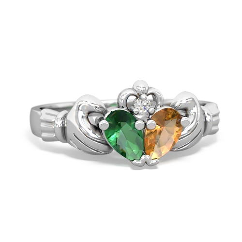 lab emerald-citrine claddagh ring