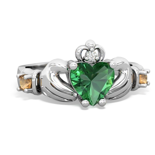 Lab Emerald Lab Created Emerald with Genuine Citrine and  Claddagh ring Ring