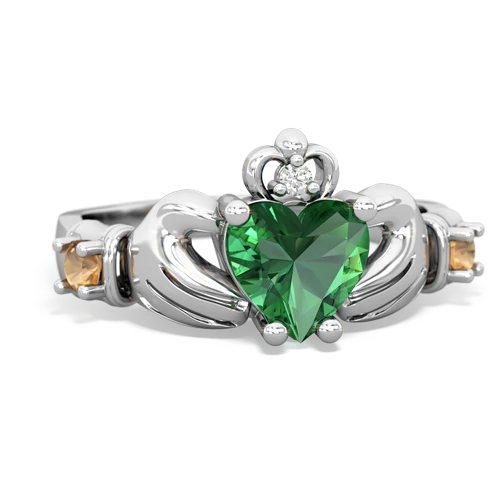 lab emerald-citrine claddagh ring