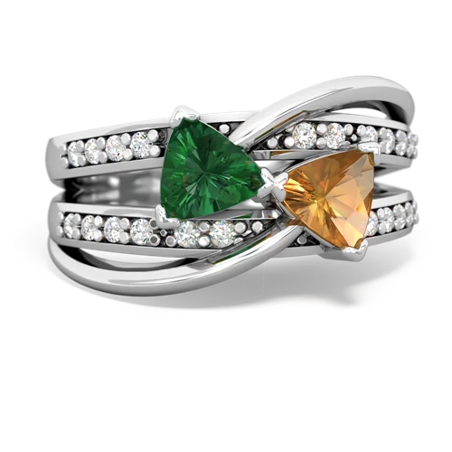 Lab Emerald Lab Created Emerald with Genuine Citrine Bowtie ring Ring