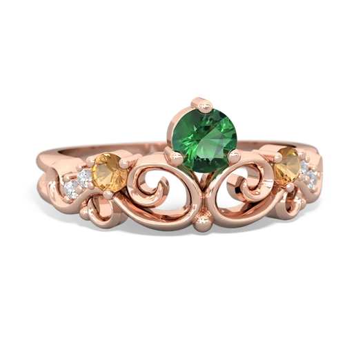 Lab Emerald Lab Created Emerald with Genuine Citrine and Lab Created Pink Sapphire Crown Keepsake ring Ring