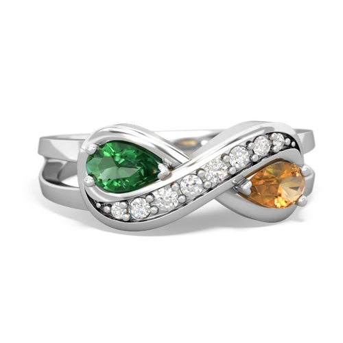 Lab Emerald Lab Created Emerald with Genuine Citrine Diamond Infinity ring Ring