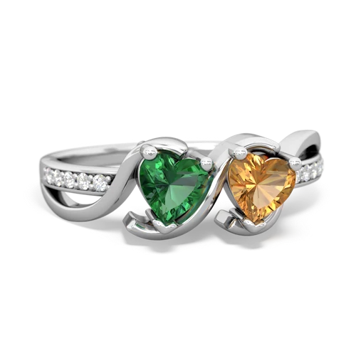Lab Emerald Lab Created Emerald with Genuine Citrine Side by Side ring Ring