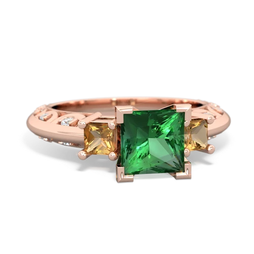 lab emerald-citrine engagement ring