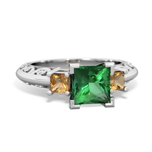 lab emerald-citrine engagement ring