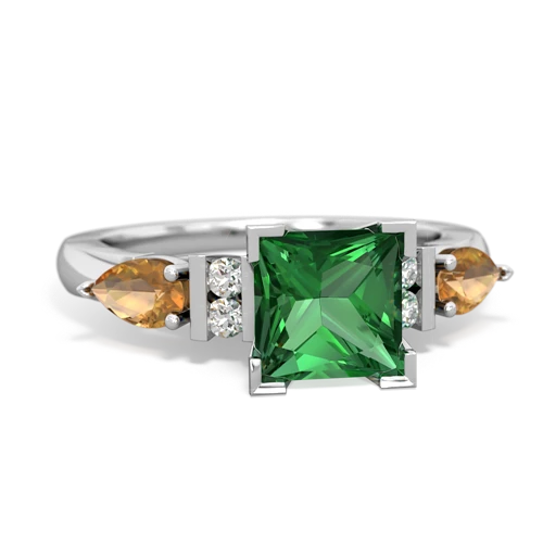 Lab Emerald Lab Created Emerald with Genuine Citrine and  Engagement ring Ring