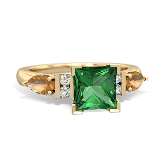 Lab Emerald Lab Created Emerald with Genuine Citrine and Genuine Fire Opal Engagement ring Ring