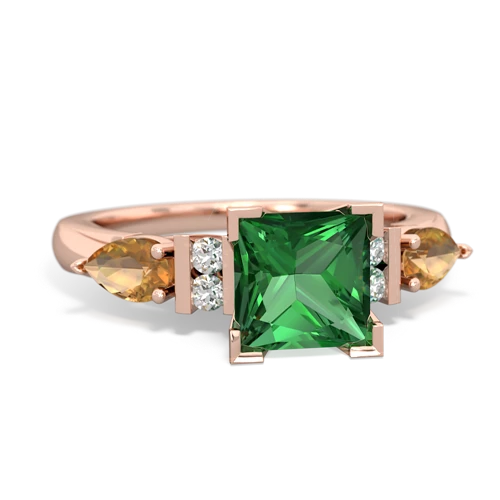 lab emerald-citrine engagement ring