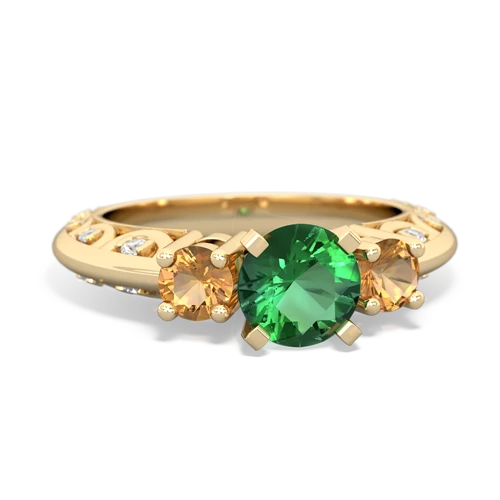 Lab Emerald Lab Created Emerald with Genuine Citrine Art Deco ring Ring